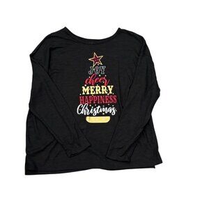 New Womens XL Black Christmas Graphic Long Sleeve T-Shirt